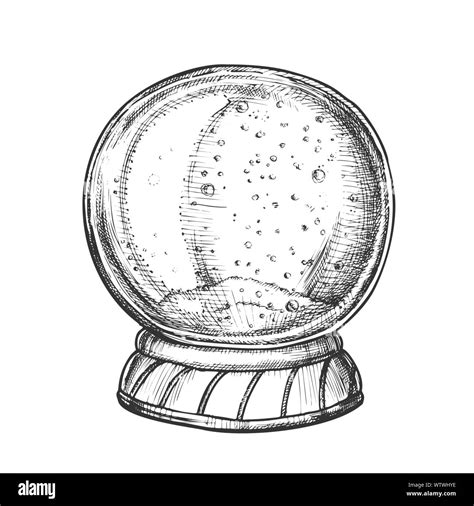 Christmas Snow Globe Souvenir Hand Drawn Vector Stock Vector Image