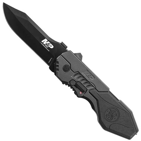 Smith And Wesson Military And Police Magic Assisted Knife Plain Black Blade Gun Metal Grey Handle