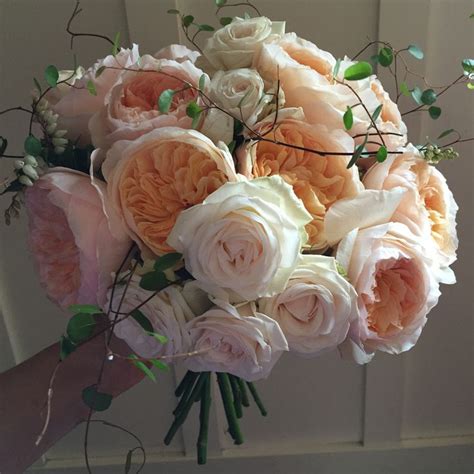 Peach And Cream Bridal Bouquet Open Juliette David Austin Garden Roses