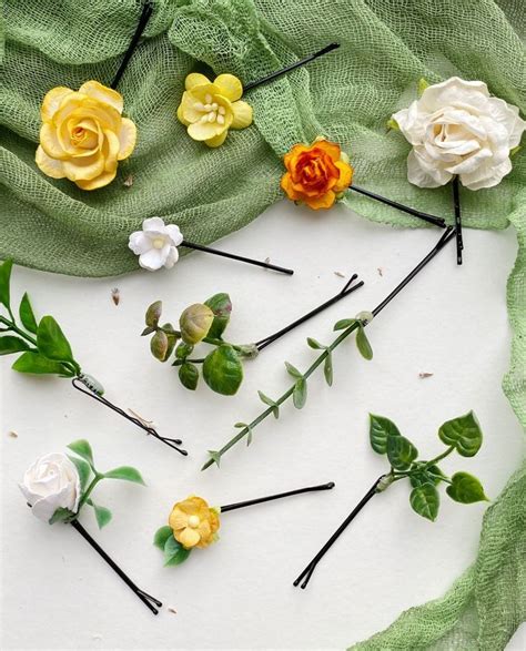 Flower Hair Pins Set Of 11 Hair Pins Autumn Bridal Flower Etsy In