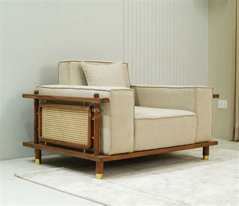 Buy Saket Seater Ash Wood Cane Sofa Sand Beige At Off