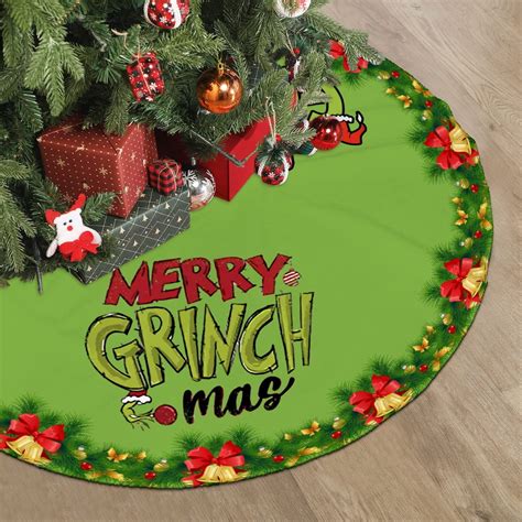 Big Sale! Gr1nch Tree Skirt Christmas Tree Skirt, Red & Green Merry ...