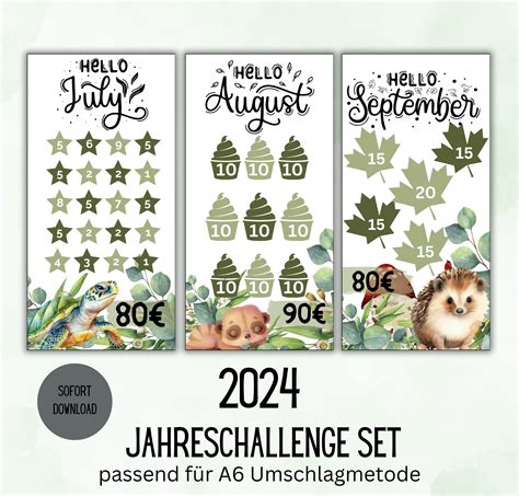 Budget Jahres Sparchallenge Set PDF A6 Umschläge im Sparbinder