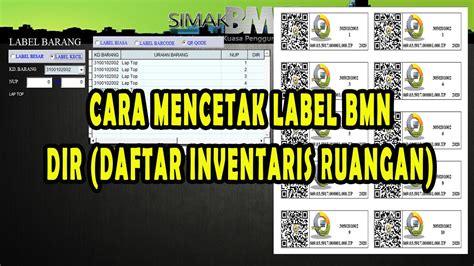 CARA MENCETAK LABEL BMN DAFTAR INVENTARIS RUANGAN DARI APLIKASI SIMAK