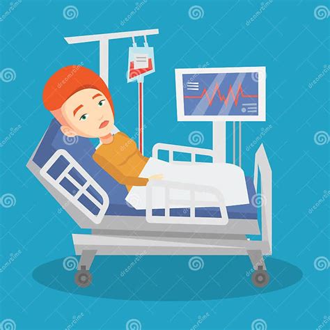 Woman Lying In Hospital Bed Vector Illustration Stock Vector