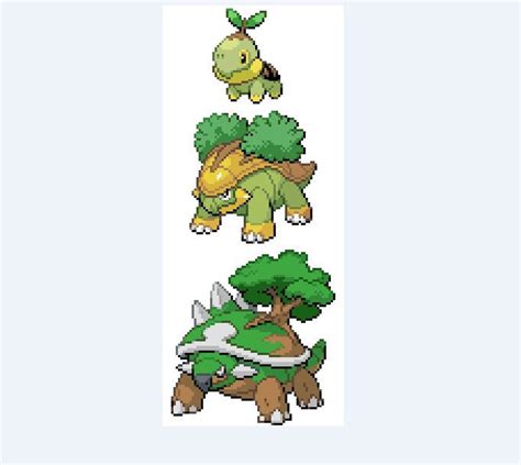 Turtwig Grotle Torterra Evolution Sprites Cross Stitch Pattern Etsy