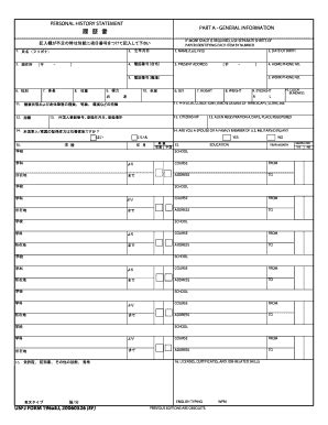 Fillable Online Personal History Statement Part A General Information