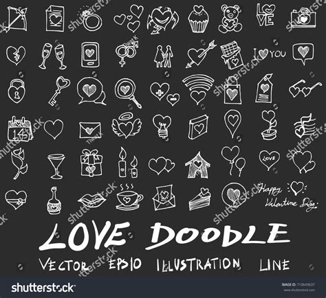 Love Doodle Icon Set Isolated Vector Stock Vector Royalty Free