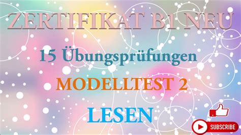 Goethe Und Sd Zertifikat B Neu B Pr Fung Test Lesen B