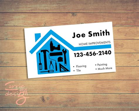 Home Improvements, Handyman, Business Cards, Print, Download, Blue ...