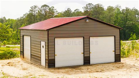 X X Red Vertical Roof Garage American Metal Buildings