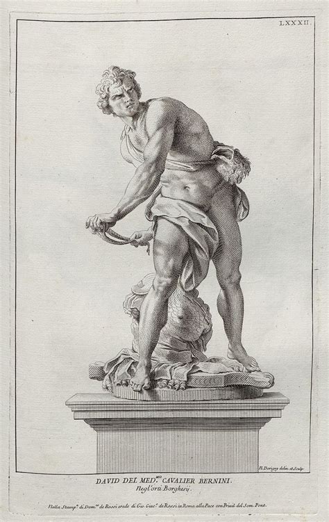 Berninis David In An Engraving By Nicolas Dorigny 1704 David