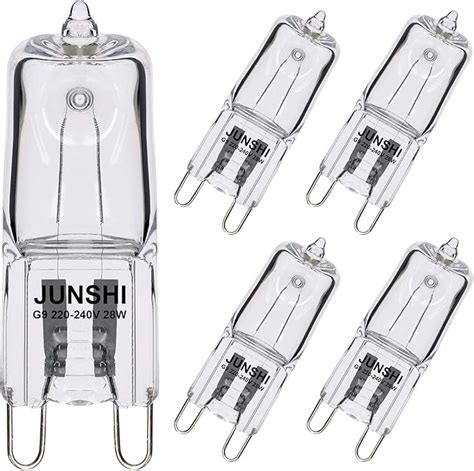 Junshi 5 Pack G9 Halogen Bulbs 28w 230v 370lm 2800k Warm White Dimmable Uk Lighting