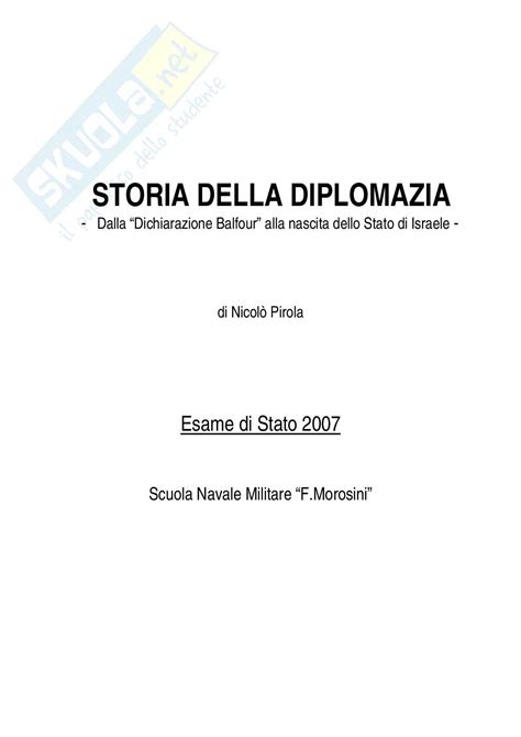 Storia Delle Relazioni Diplomazia Dalla Dichiarazione Balfour Alla