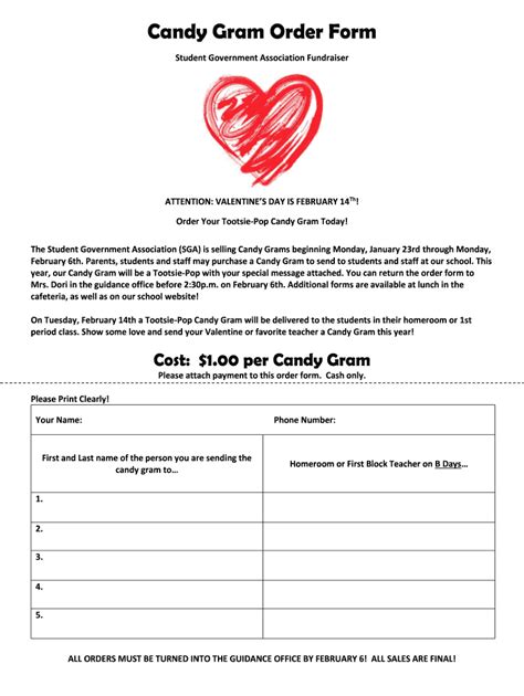 Candy Gram Order Form Template - Fill Online, Printable, Fillable ...