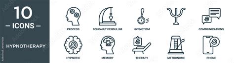 Hypnotherapy Outline Icon Set Includes Thin Line Process Foucault