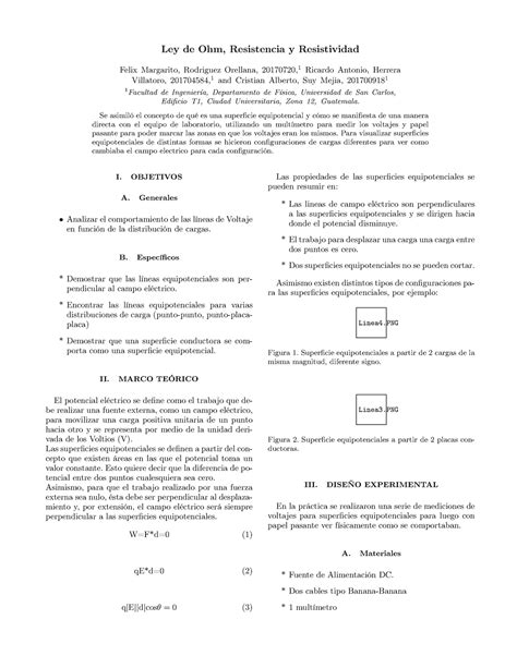 Reporte 2 F Sica 2 Laboratorio 2 Ejemplo Ley De Ohm Resistencia Y