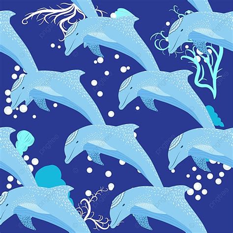 Dolphin Background Seamless Pattern Blue Background Image And