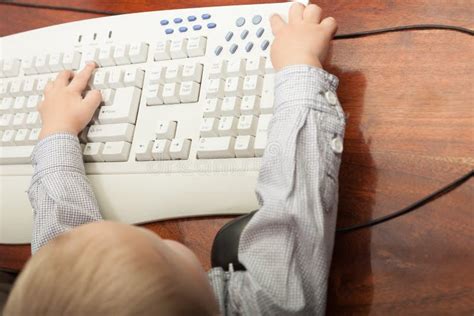 Little Boy Child Kid Playing On The Computer Stock Image Image Of