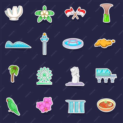 Premium Vector | Singapore travel icons set vector sticker