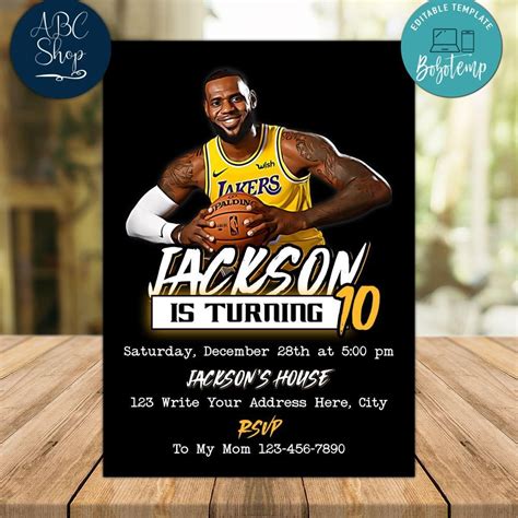 LeBron James Birthday Invitation Instant Download | Bobotemp