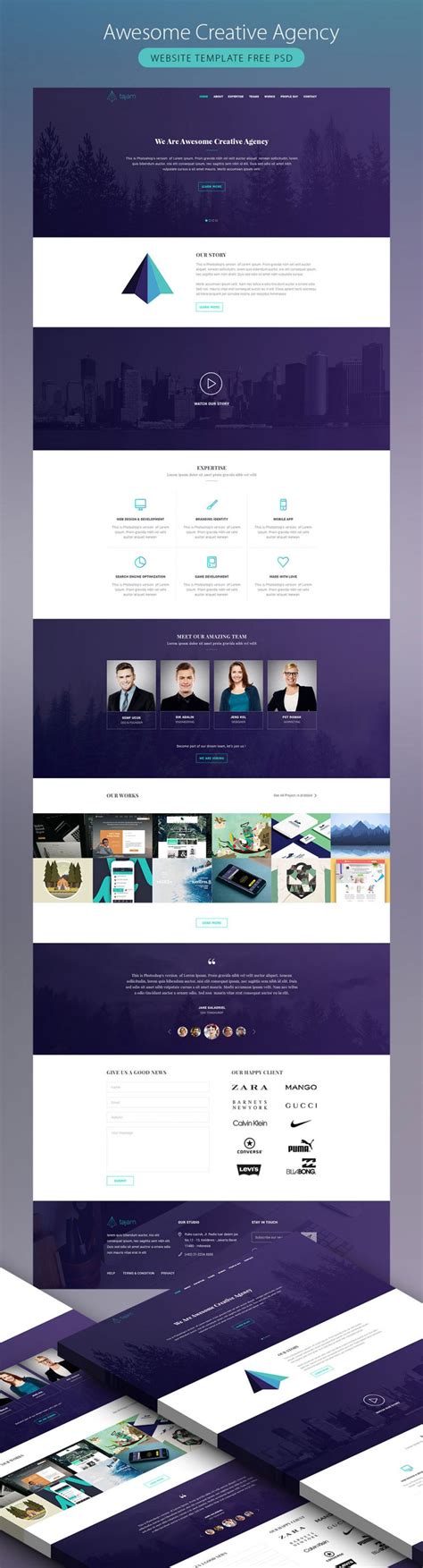 Free Awesome Creative Agency Website Template Free PSD At FreePSD Cc