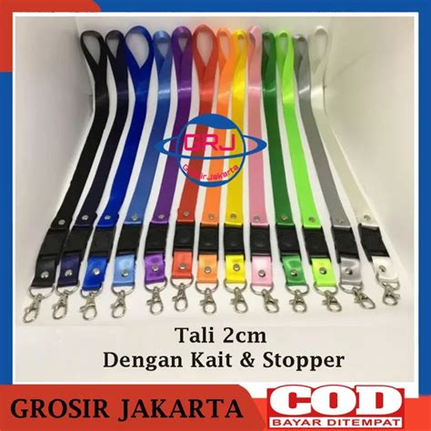 Tali Id Card Plus Stopper Dan Kait Ukuran 2cm Lazada Indonesia