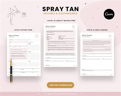 Editable Spray Tan Forms Spray Tanning Consultation Consent Forms