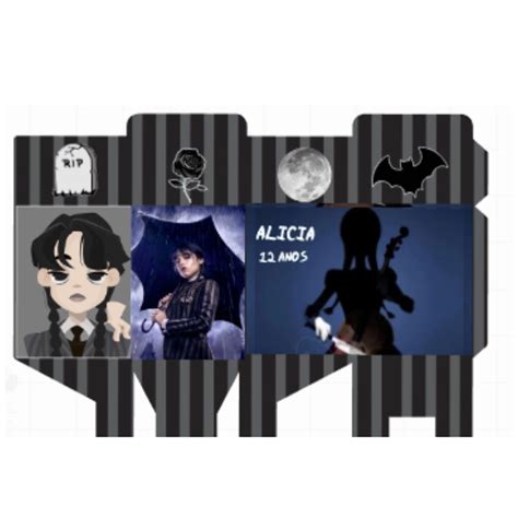 10 Caixas Milk Personalizada Wandinha Addams Vandinha Lembrancinha