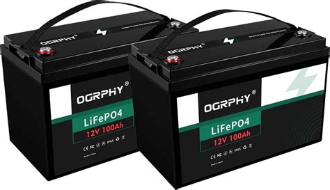 Ogrphy 2 Pack 12v 100ah Lifepo4 Battery 1280wh Grade A Cells Lithium