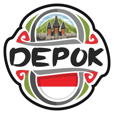 Premium Vector Depok Indonesia Flag Travel Souvenir Sticker Skyline