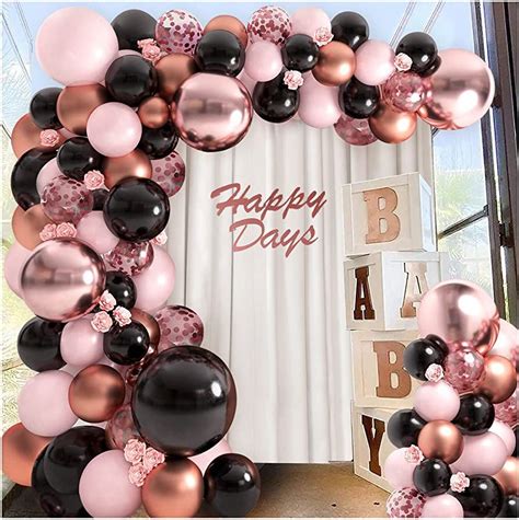 Inch Metallic Chrome Rose Gold Pink Black Balloons Balloon Garland