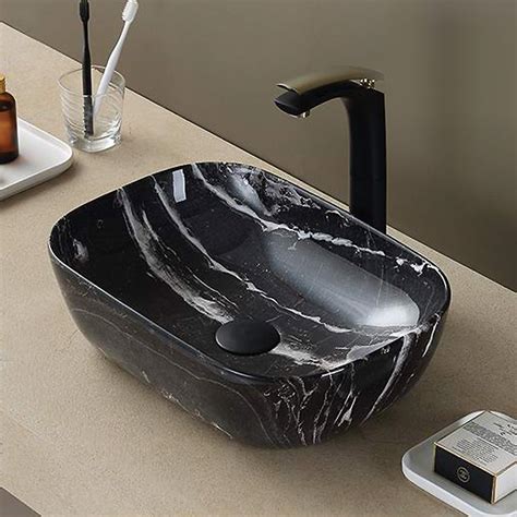 Arezzo 455 X 325mm Curved Rectangular Counter Top Basin Gloss Black