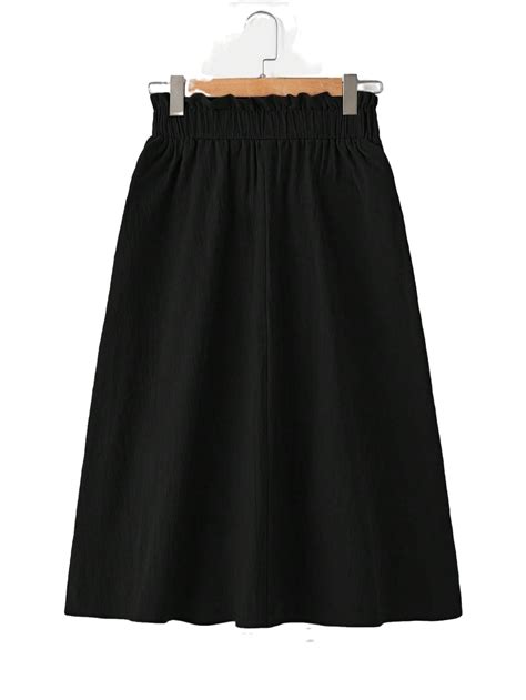 Casual Solid Flared Skirts Black Women Skirts