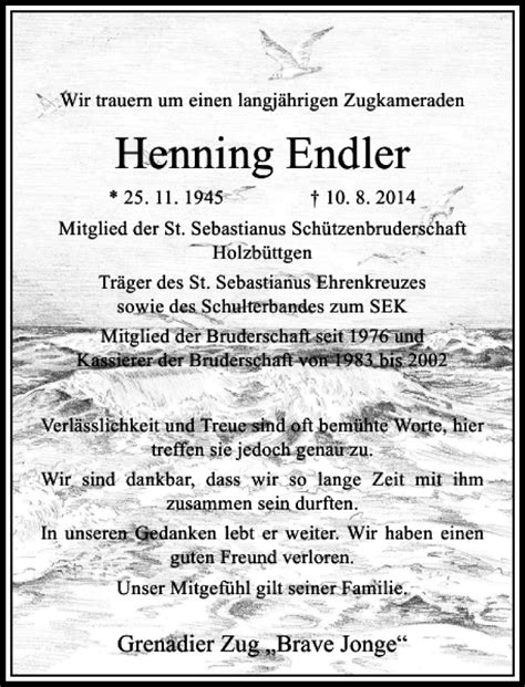 Alle Traueranzeigen F R Henning Endler Trauer Rp Online De