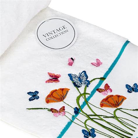 Bellissimo Soft Turkish Cotton White Butterfly Bath Sheet Wilko