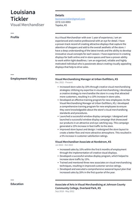 Cvs Visual Merchandiser Resume Examples Resumecat