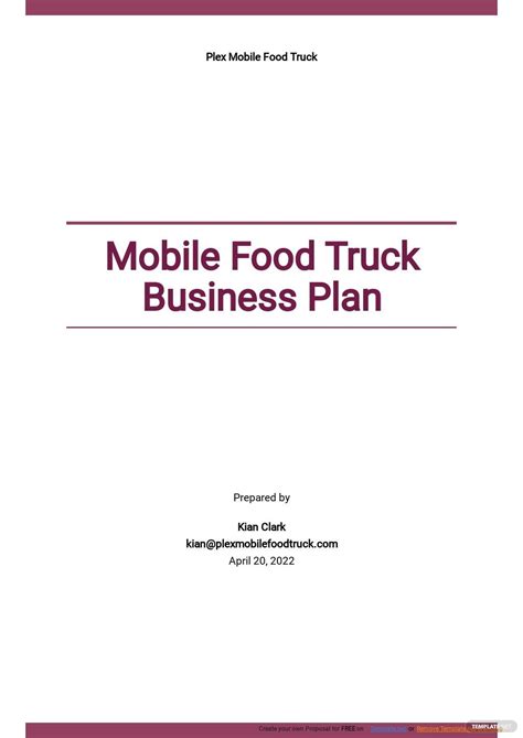 Free Fast Food Truck Business Plan Sample Google Docs Word Apple Pages