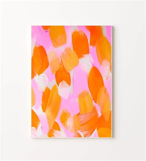 Pink And Orange Wall Art Hot Pink Art Orange Painting Etsy Uk In 2023 Pink Art Print Orange