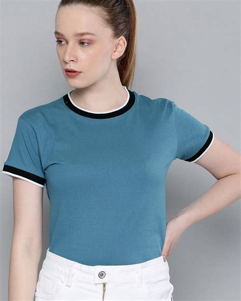 Buy Women's Blue T-shirt Online at Bewakoof