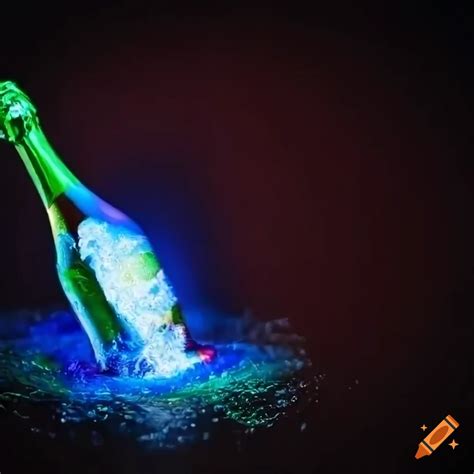 Close Up Of A Champagne Bottle Popping Open With Foam Explosion On Craiyon