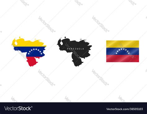 Venezuela Detailed Flag Map Silhouette Royalty Free Vector