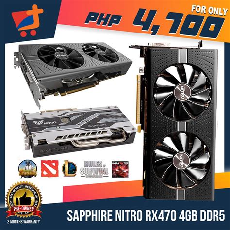 Sapphire Radeon Nitro Rx 470 4GB GDDR5 Dual HDMI DVI D Dual DP OC UEFI