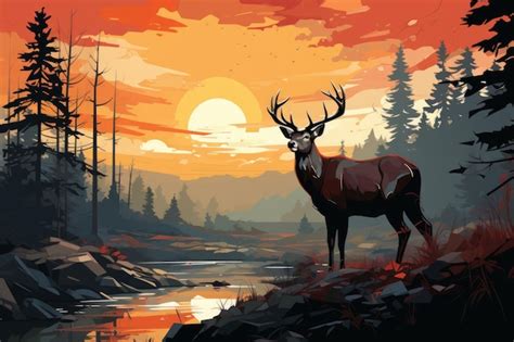 Premium Ai Image Nature Inspired Scenes Themed Graphic Illustrate A