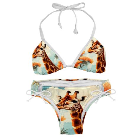 Giraffe Detachable Sponge Adjustable Strap Bikini Set 2 Pack Swimwear