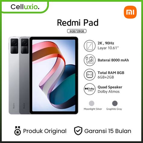 Jual Xiaomi Redmi Pad 6GB 128GB Prosesor Helio G99 Layar 2K 90Hz