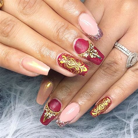 Sculpted Acrylic Extensions With Gel Polish Bollywood Design 📸 Ig Nzuri Nails Nzurinailsuk