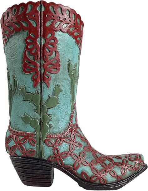 Amazon Urbalabs Western Cowboy Boot Vase 9 Inch Floral Teal Cactus