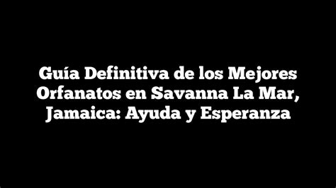 Gu A Definitiva De Los Mejores Orfanatos En Savanna La Mar Jamaica