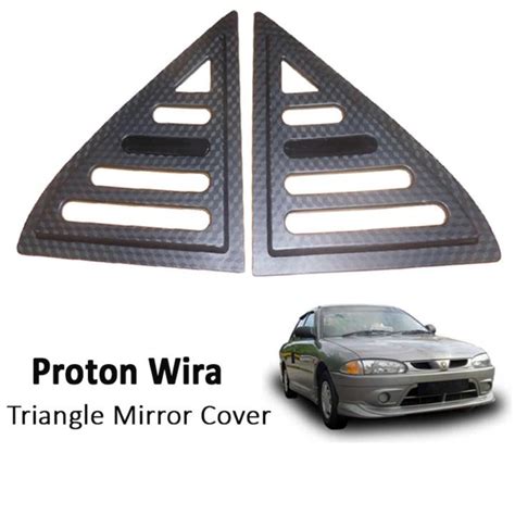 Carbon Rear Side Window Triangle Mirror Cover Protector For Proton Wira